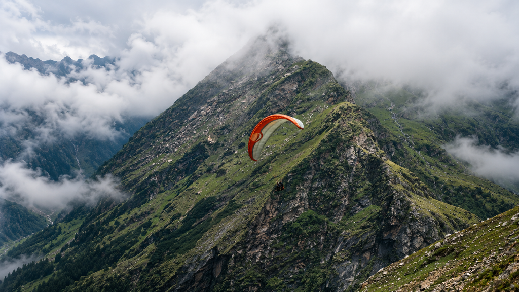 paragliding over Vagamon hills Kerala