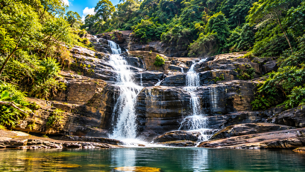 Mankayam waterfall surrounded by Kerala forest