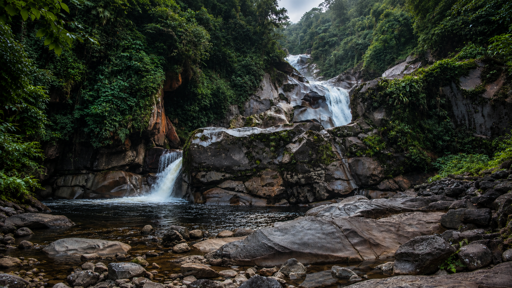 Arippara Waterfalls flowing over rocky terrain in Kozhikode Kerala


