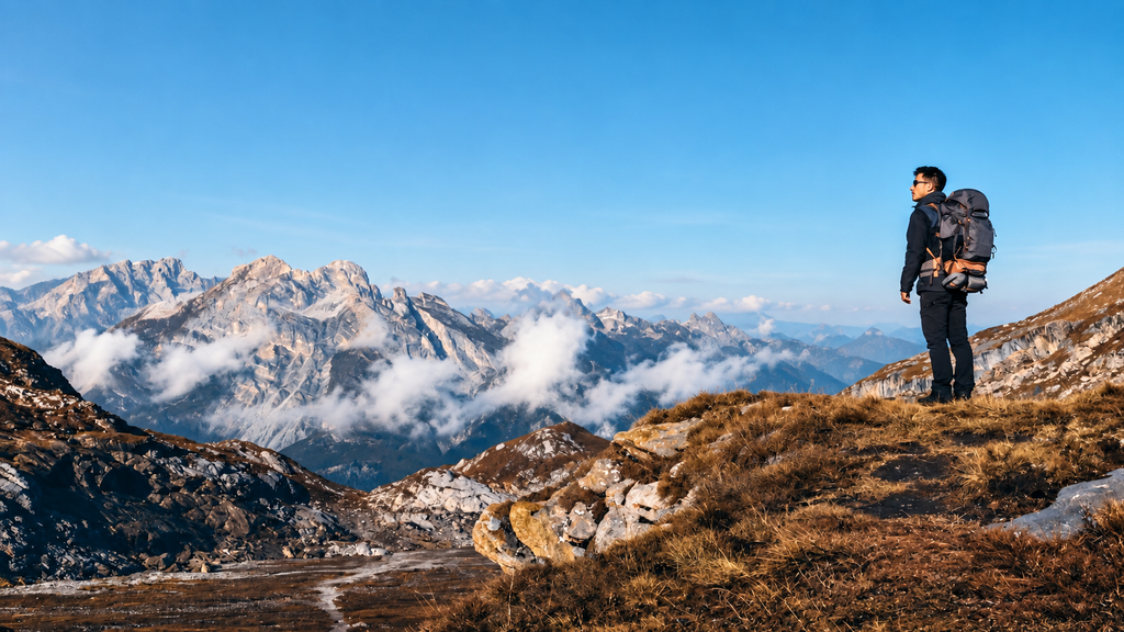 Backpacker exploring an affordable travel destination