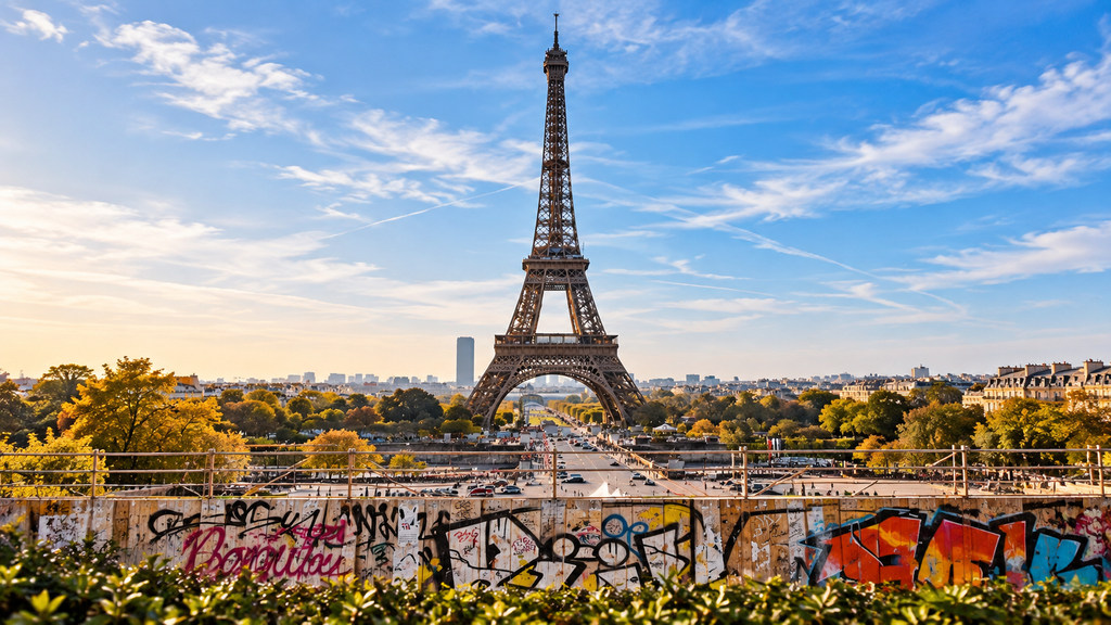 Eiffel Tower viewed from Trocadéro in Paris