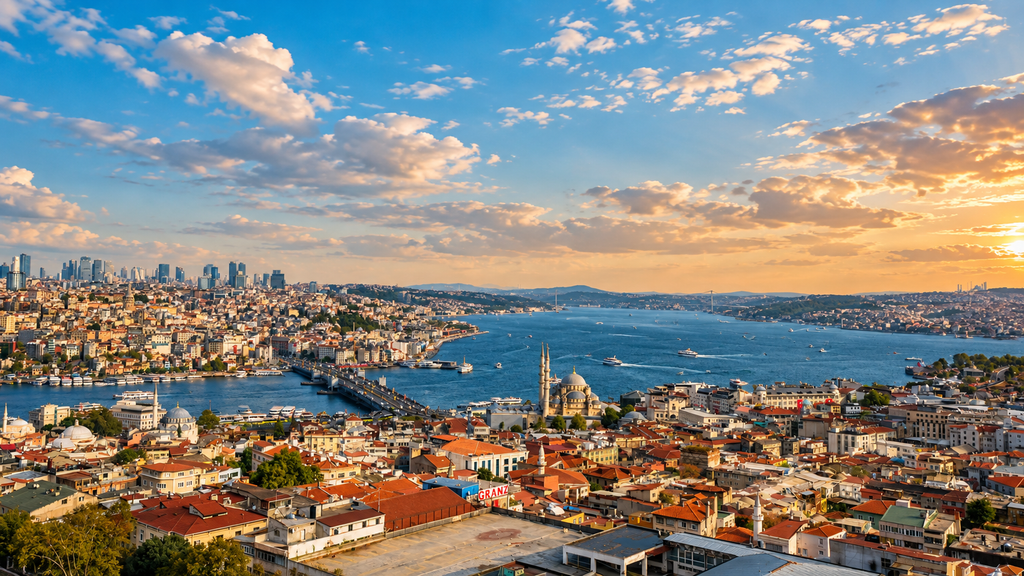 Istanbul skyline and Bosphorus in Türkiye