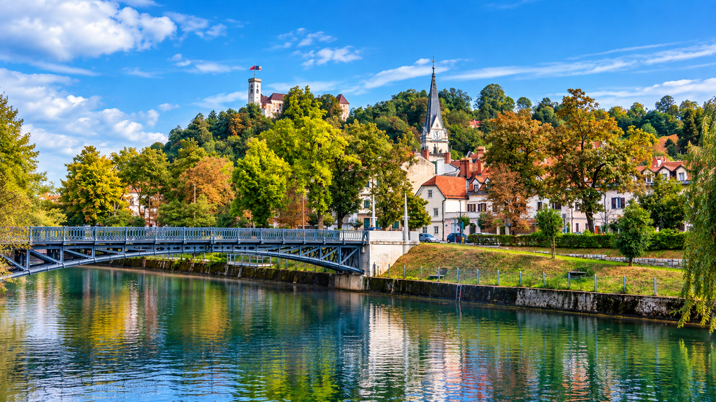 Ljubljana Old Town and Ljubljanica River in Slovenia