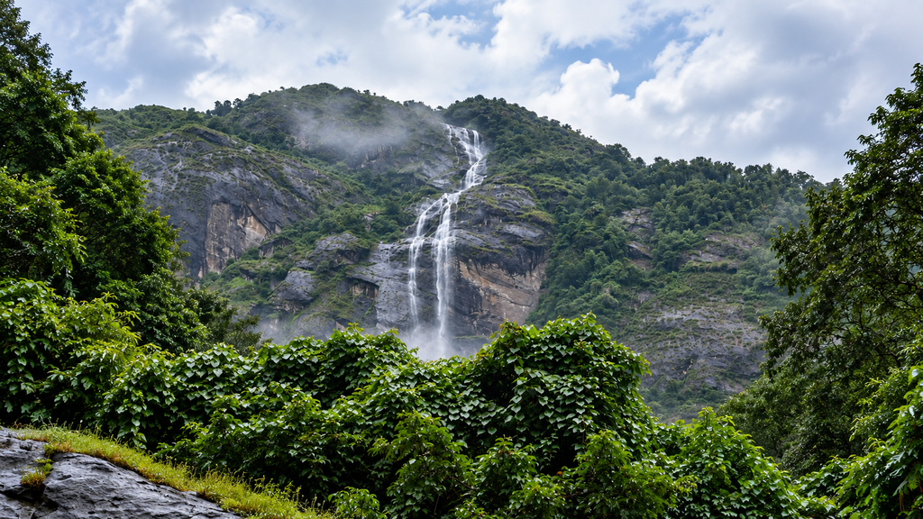  Meenvallam Waterfalls surrounded by forest in Palakkad Kerala
