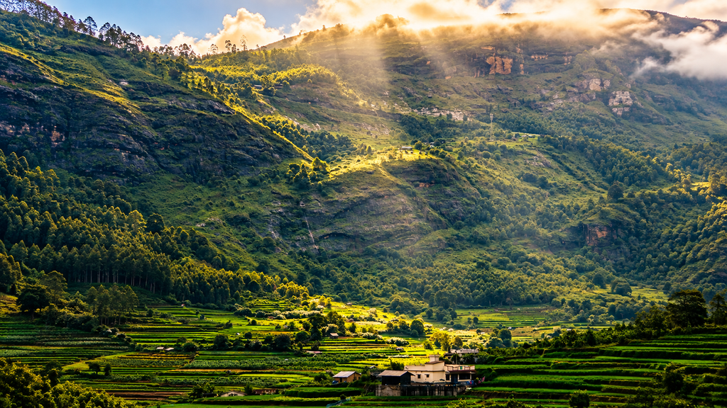 Kanthalloor village and mountain farms in Kerala