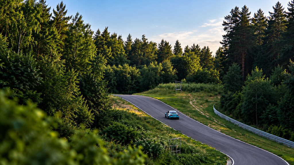 Scenic European road leading toward the Alps