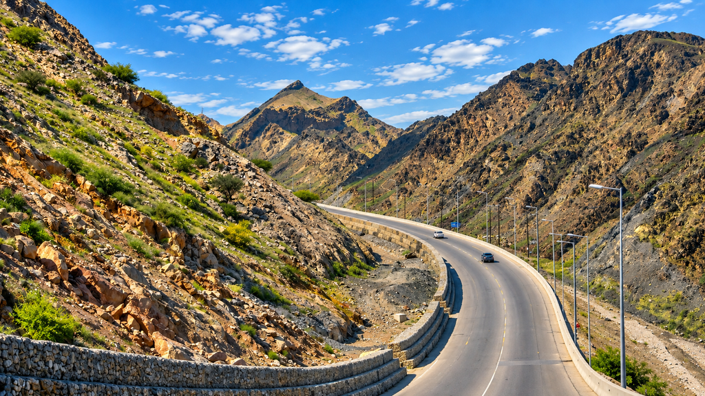 Scenic coastal road toward Muscat in Oman

