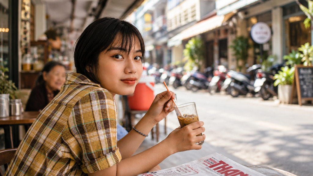 Solo traveler enjoying a meal at a local cafe