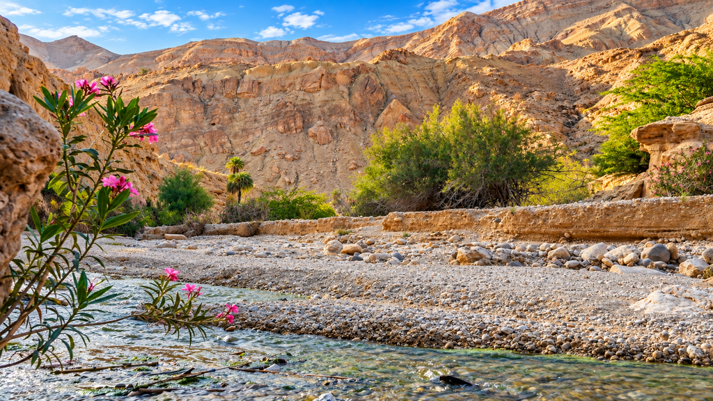  Wadi Shab canyon and turquoise pools in Oman
