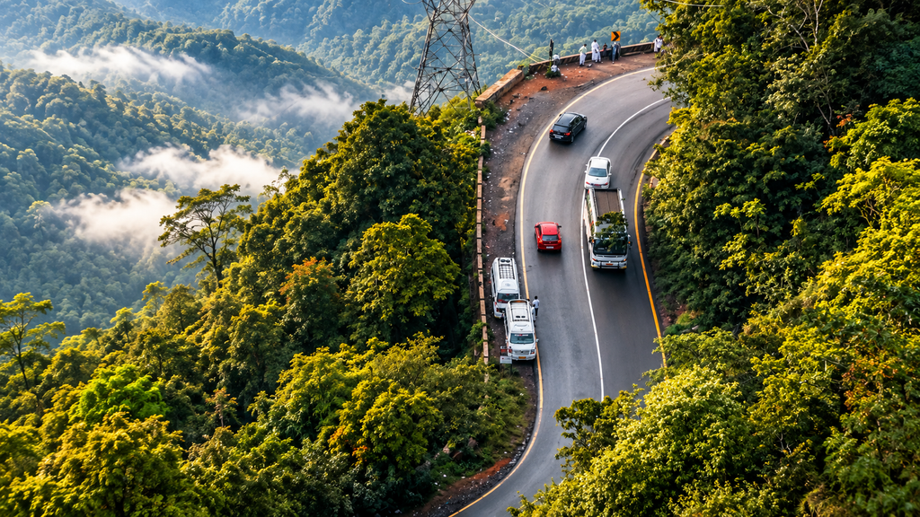 Vagamon scenic road trip Kerala mountains