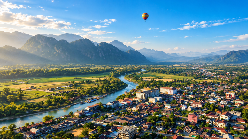 Traveler relaxing beside a river in Laos