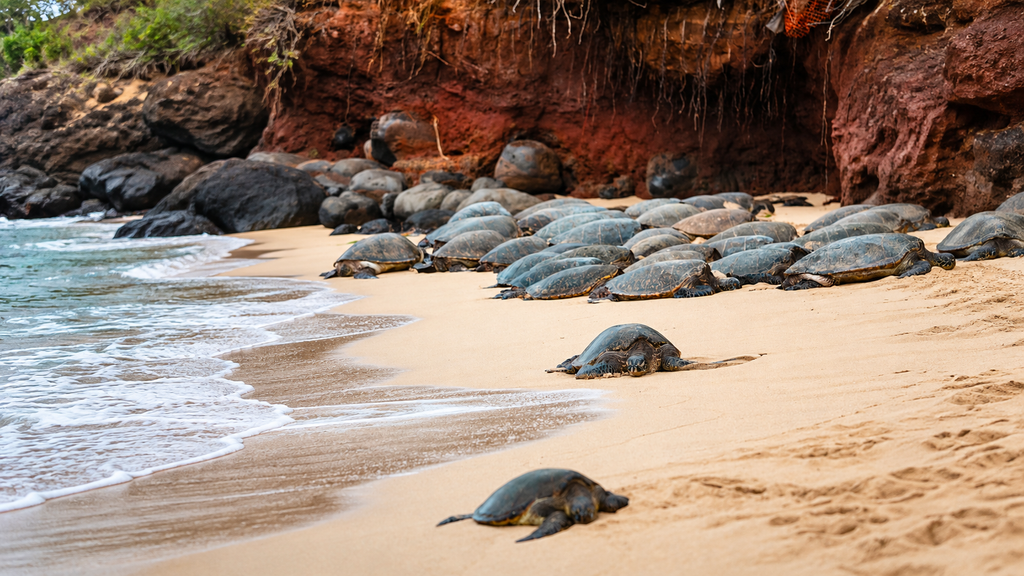 Sea turtle near the shoreline at Ras Al Jinz Oman
