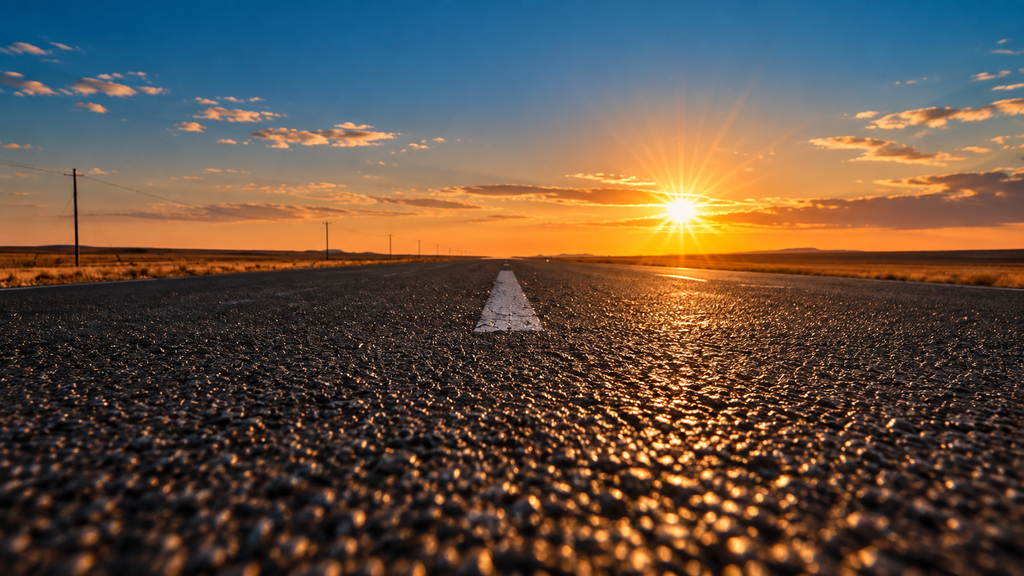 Open road disappearing toward the horizon after a long journey