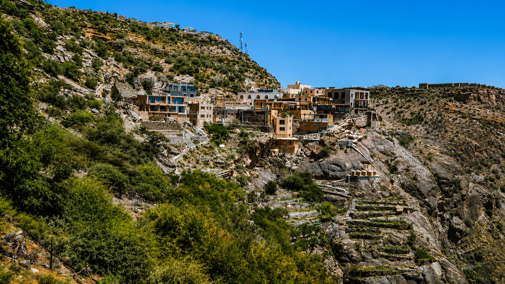 Jebel Akhdar mountain terraces and villages in Oman