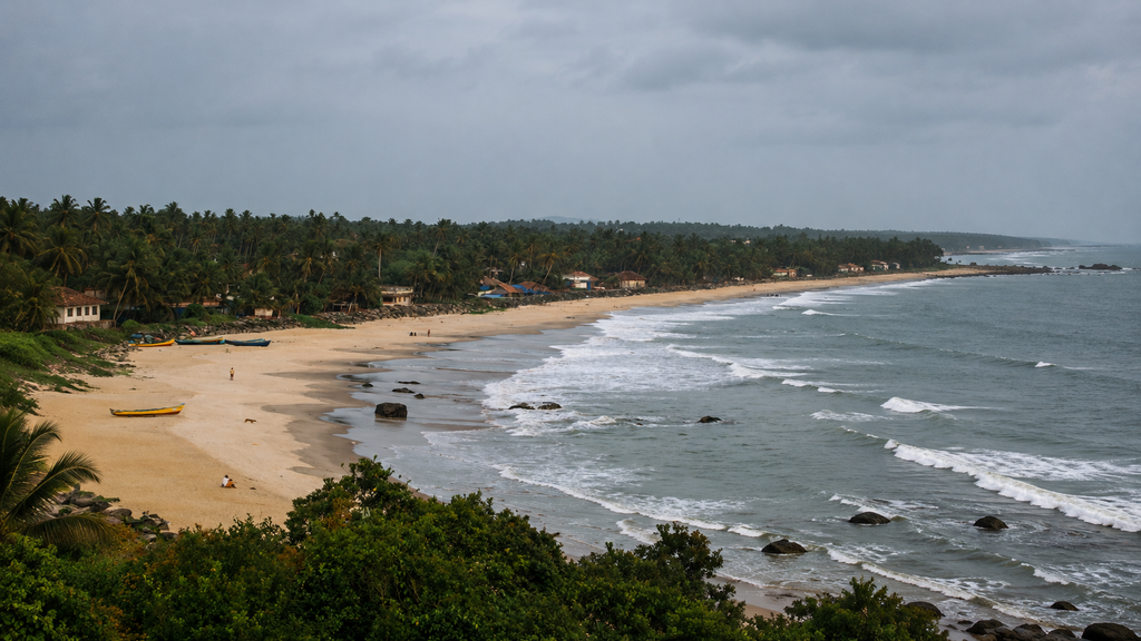 Bekal Beach near the historic fort in Kasaragod, Kerala
