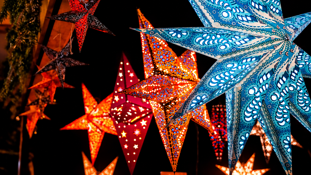 Christmas LED lights and decorations at Broadway Kochi market
