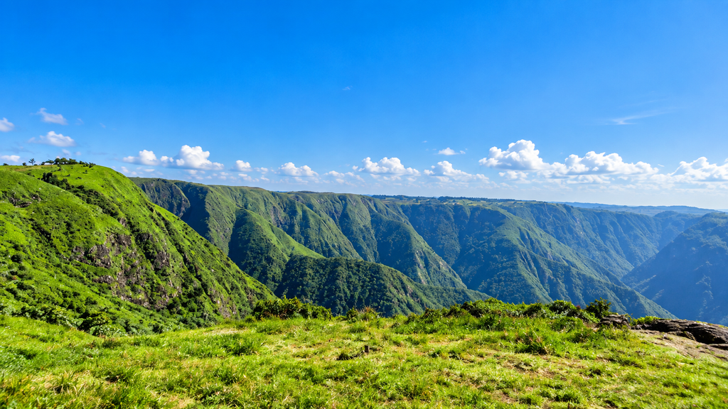 Laitlum Canyon green valley and hills in Meghalaya

