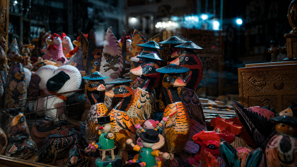 Traditional colourful wooden toys in Channapatna, Karnataka.