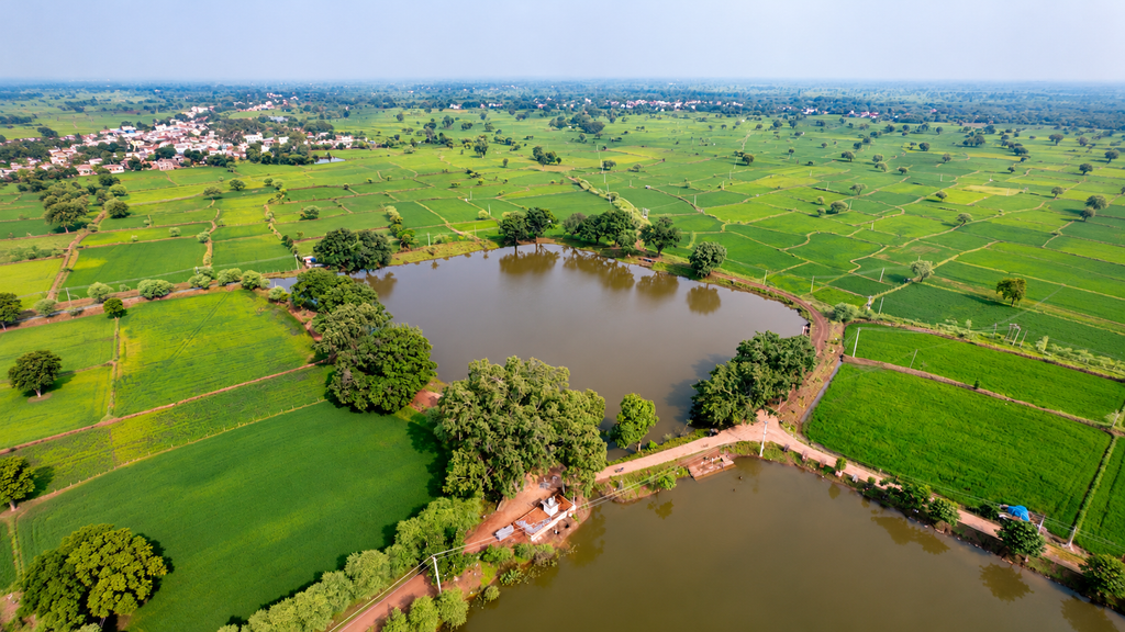 Tungabhadra reservoir landscape near Hosapete in Karnataka.